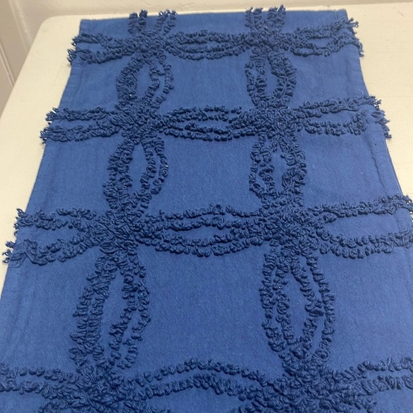 Beautiful NEW blue chenille cotton tufted runner 78”x14” - Picture 1 of 3